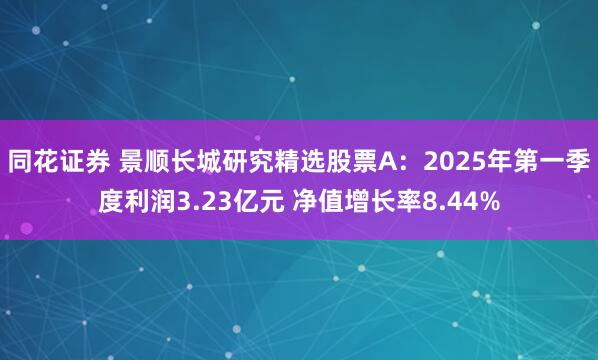 同花证券 景顺长城研究精选股票A：2025年第一季度利润3.23亿元 净值增长率8.44%